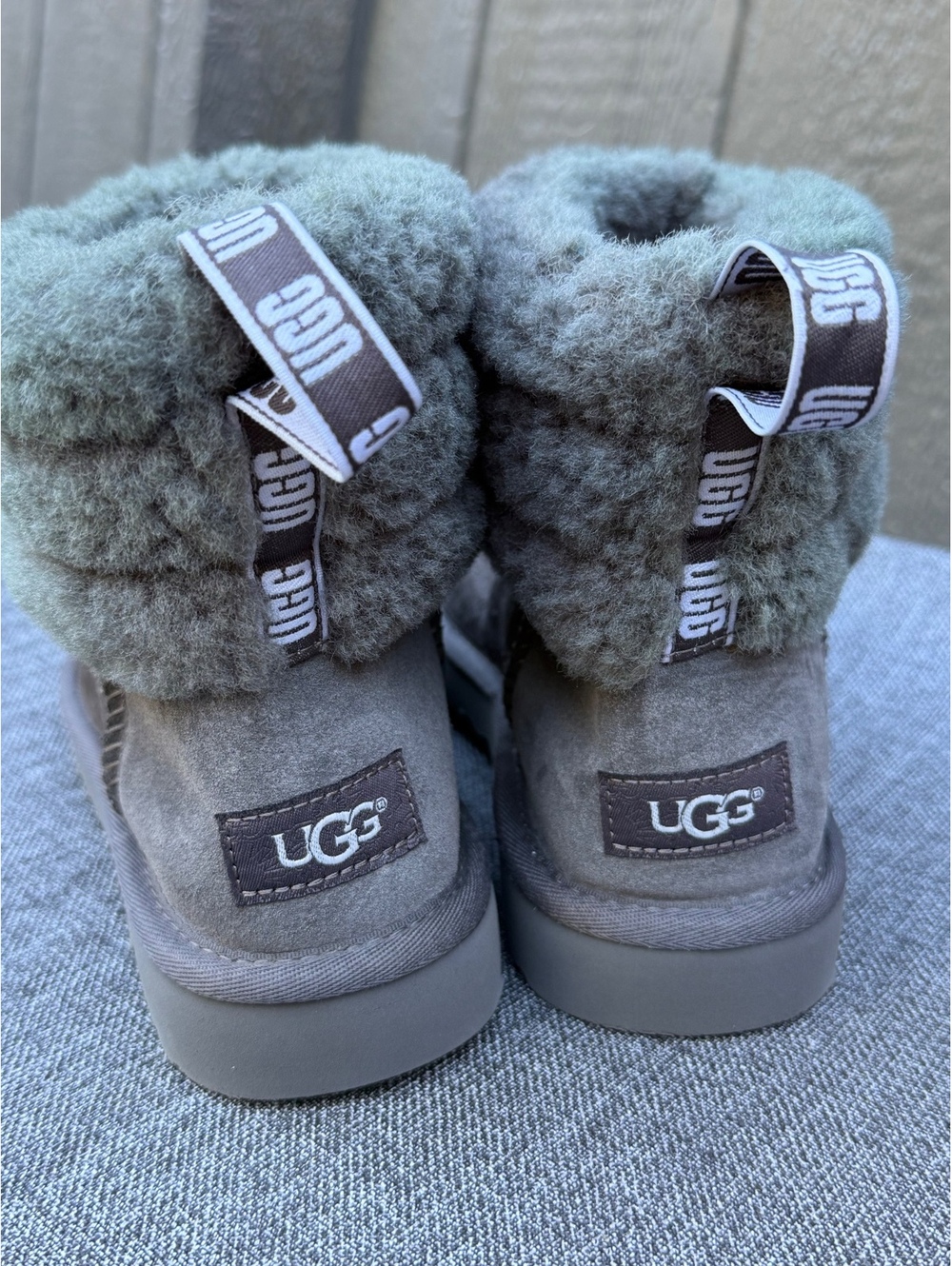 UGG Women's Sheepskin Ankle Boots with Fold-Over Cuff, Size 8